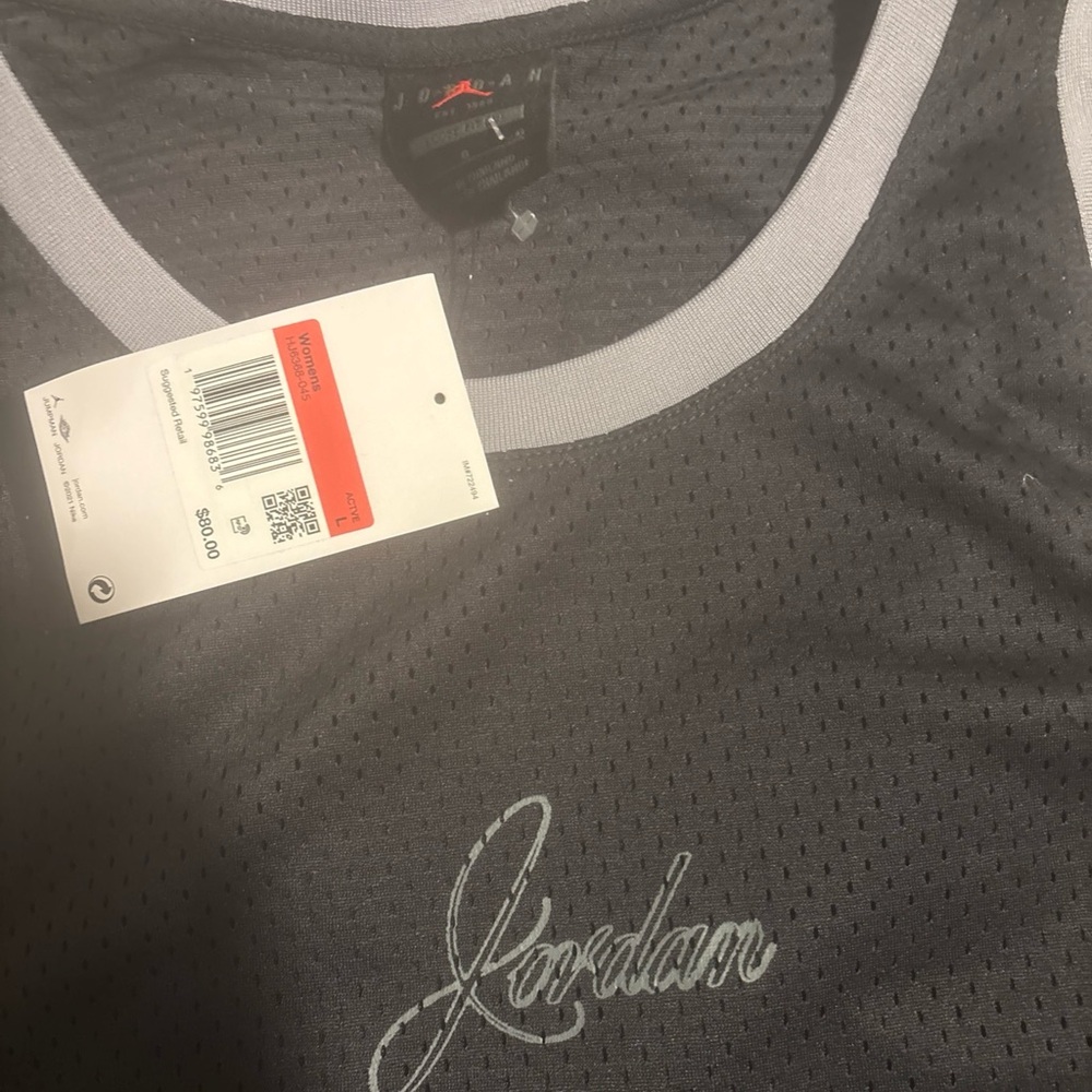 Jordan Charcoal and White Athletic Tank